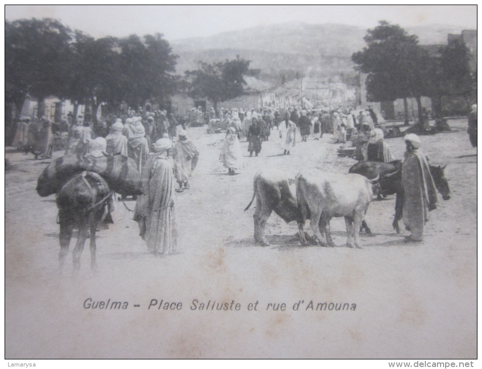 GUELMA Algérie Ex Département Français (ex Colonie Française)CPA Précurseur (type Nuage)place Salustte Et Rue D'Amouna - Guelma