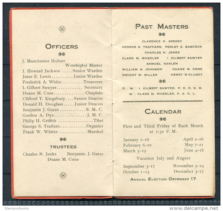 1920 USA New York Boonville Masonic Lodge Membership Booklet - Historical Documents