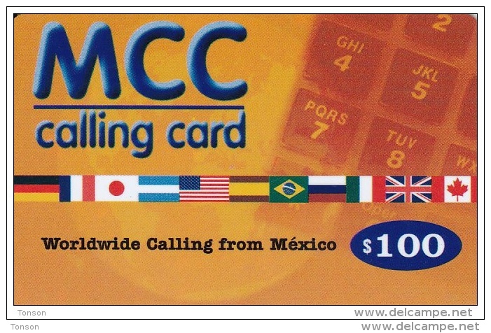 United States, MCC, $100 Calling Card, Worldwide Calling From Mexico, 2 Scans. - Andere & Zonder Classificatie
