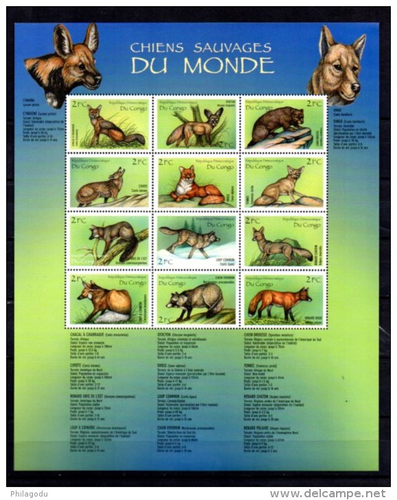 RDC 1999, Chiens Sauvages Du Monde, BF 152**, Cote 22,50 € - Dogs