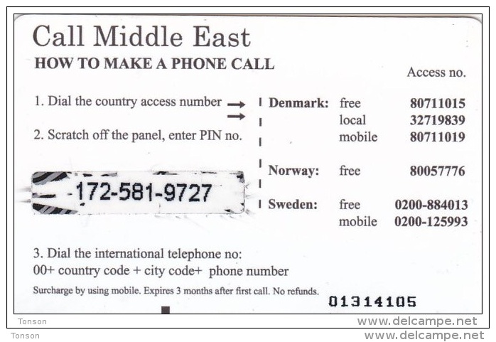 Norway,  Prepaid Card, Call Middle East, Camels, 2 Scans. Also Denmark And Sweden - Norvège