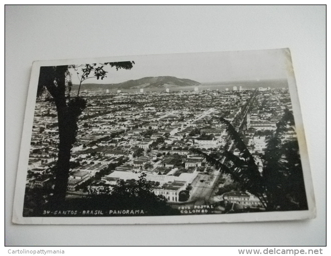 STORIA POSTALE FRANCOBOLLO BRASILE SANTOS PANORAMA FOTO POSTAL COLOMBO - Otros