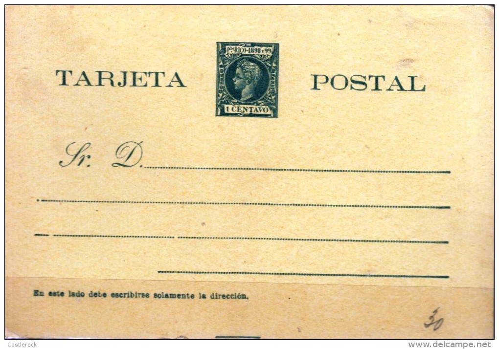 G)1898 PUERTO RICO, POSTAL STATIONARY 1 CT., MIRROR EMISION ON THE BACK, UNUSED, XF - ...-1900