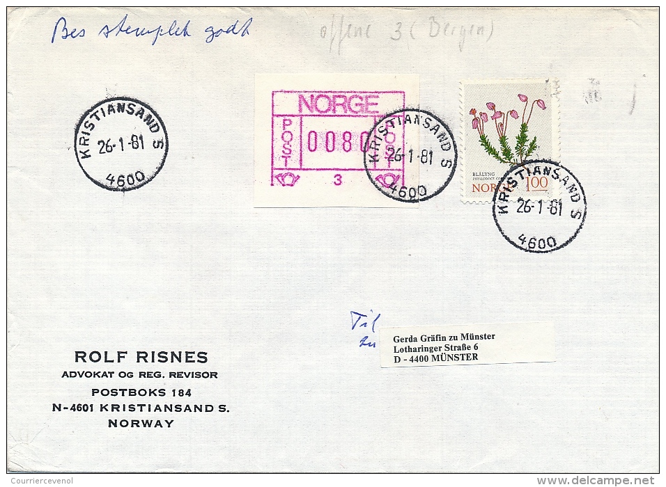 NORVEGE - 12 enveloppes Affranchissements composés mixtes Timbres + Etiquette Frama - 1981