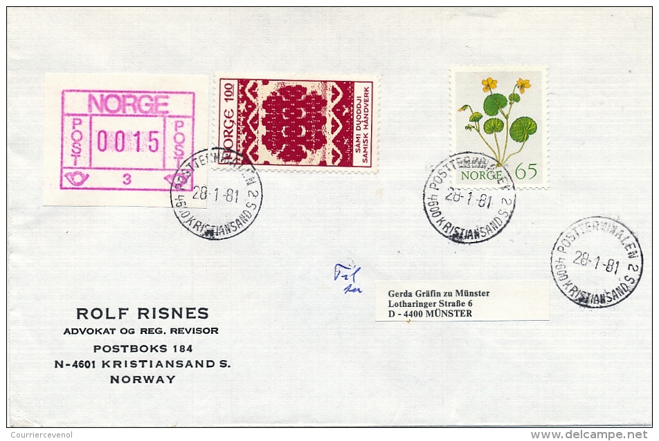 NORVEGE - 12 enveloppes Affranchissements composés mixtes Timbres + Etiquette Frama - 1981