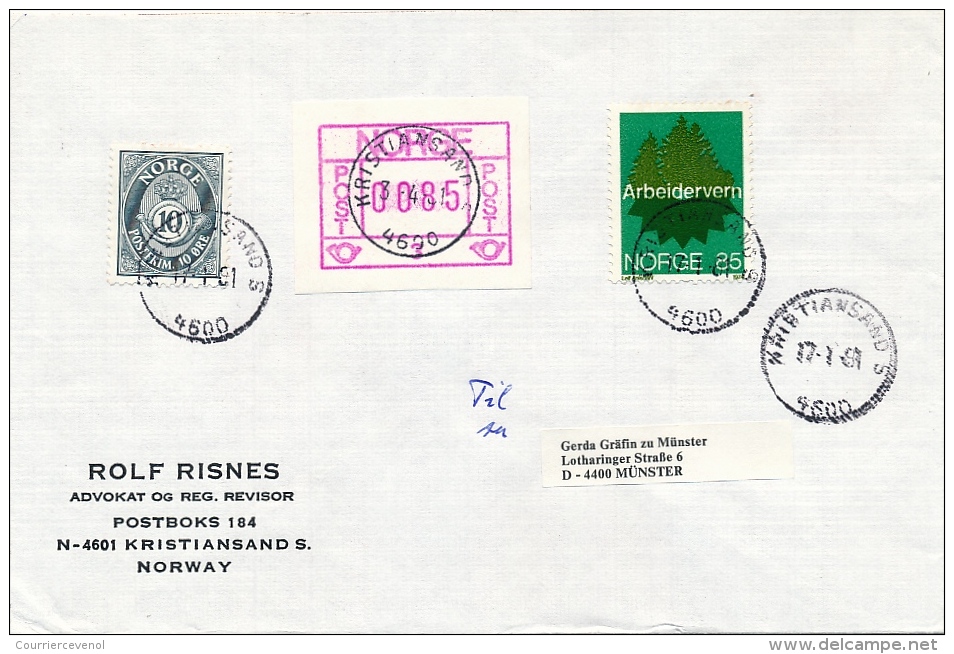NORVEGE - 12 enveloppes Affranchissements composés mixtes Timbres + Etiquette Frama - 1981