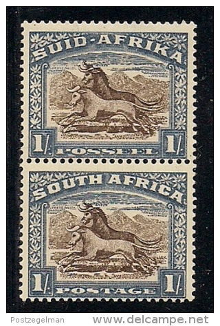 SOUTH AFRICA UNION, 1933, Mint  Hinged Stamp(s), 1 Shilling Chalky Brown, Vertical Pair ,  Nrs. 61, # 274 - Unused Stamps