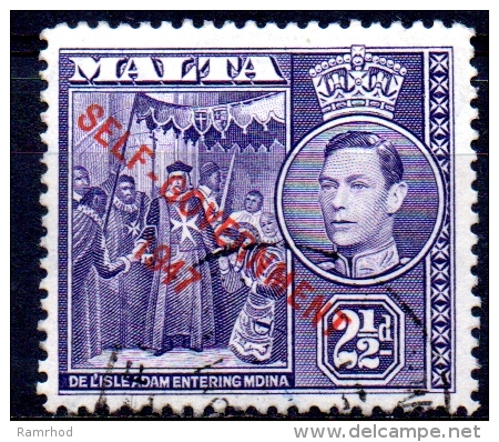 MALTA 1948 Self-government - King George VI Overprinted - 21/2d De L´isle Adam Entering Mdina  FU - Malte (...-1964)