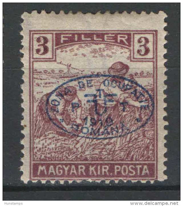 Hungary 1919. Debrecen II. Occupation Stamp 3 Filler / Reaper MNH (**) - Emissions Locales