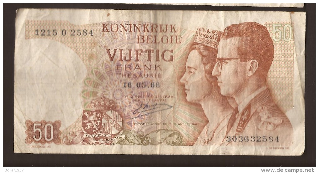 België 50 Frank 14-5- 1966 -NO: 1215 O 2584 - 50 Francs