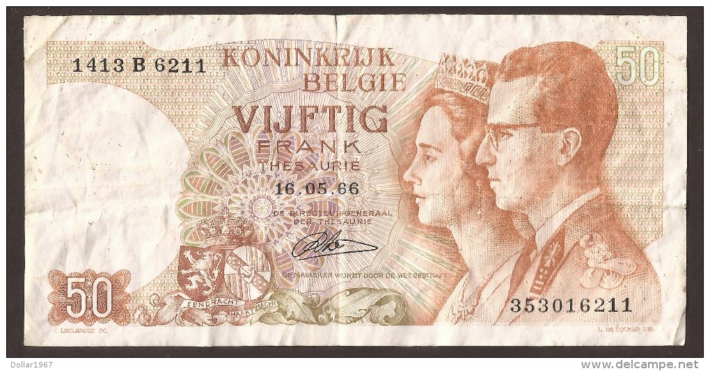 België 50 Frank 14-5- 1966 -NO: 1413 B 6211 - 50 Francs