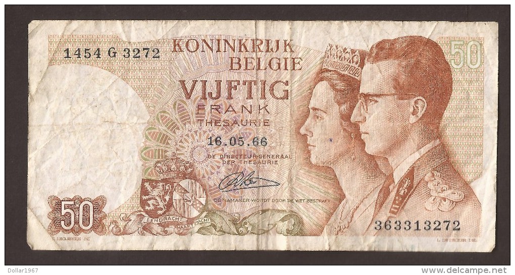 België 50 Frank 14-5- 1966 -NO: 1454 G 3272 - 50 Francs