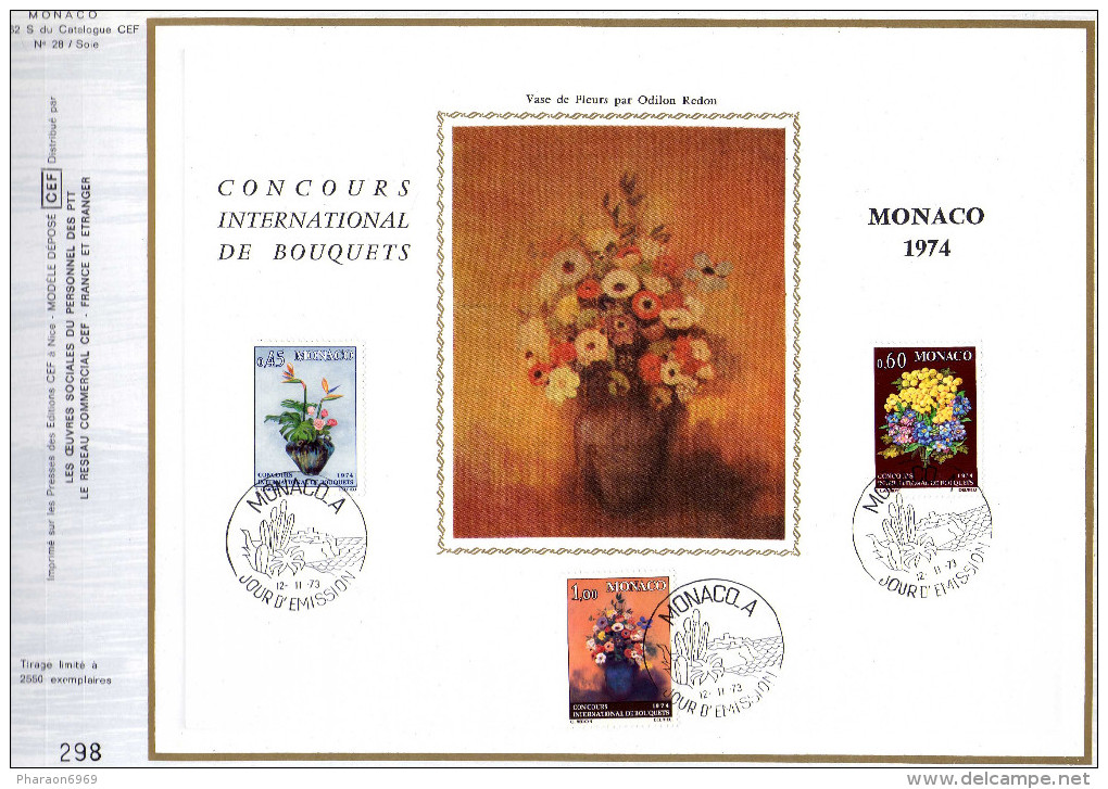 Feuillet Tirage Limité CEF 62 Soie Concours International De Bouquet Fleurs - Covers & Documents