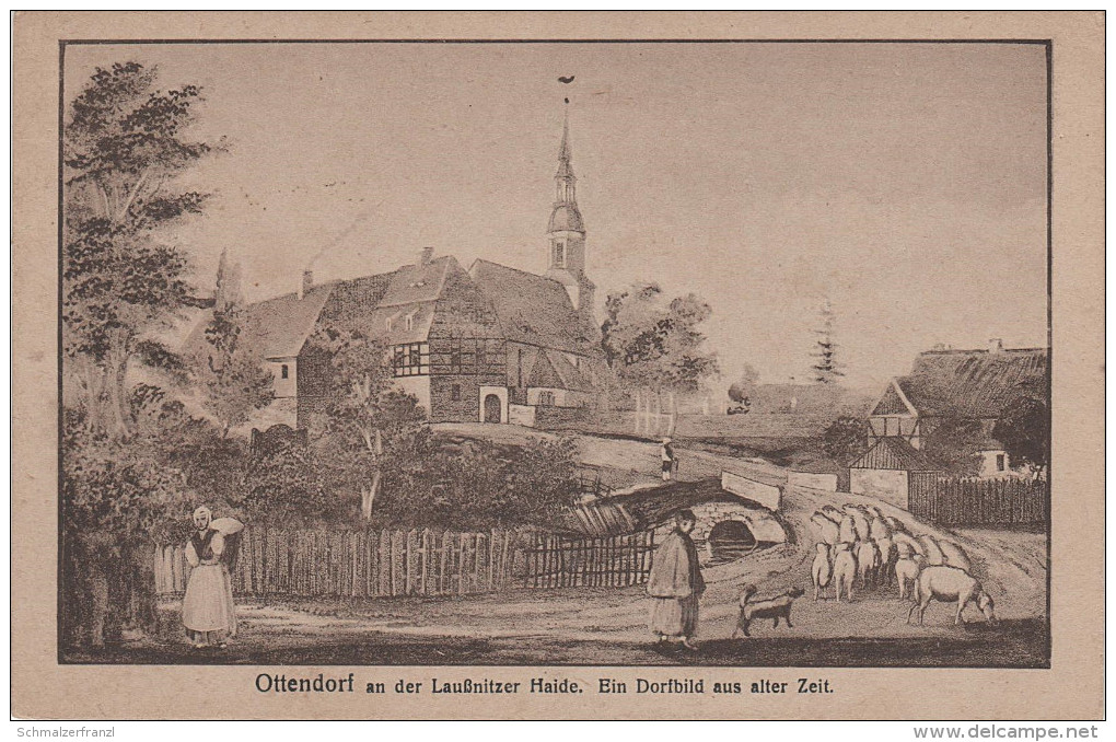 Stich AK Ottendorf Okrilla Dorfbild Alte Zeit Bei Dresden Klotzsche Langebrück Weixdorf Laussnitz Königsbrück Kamenz - Volkersdorf