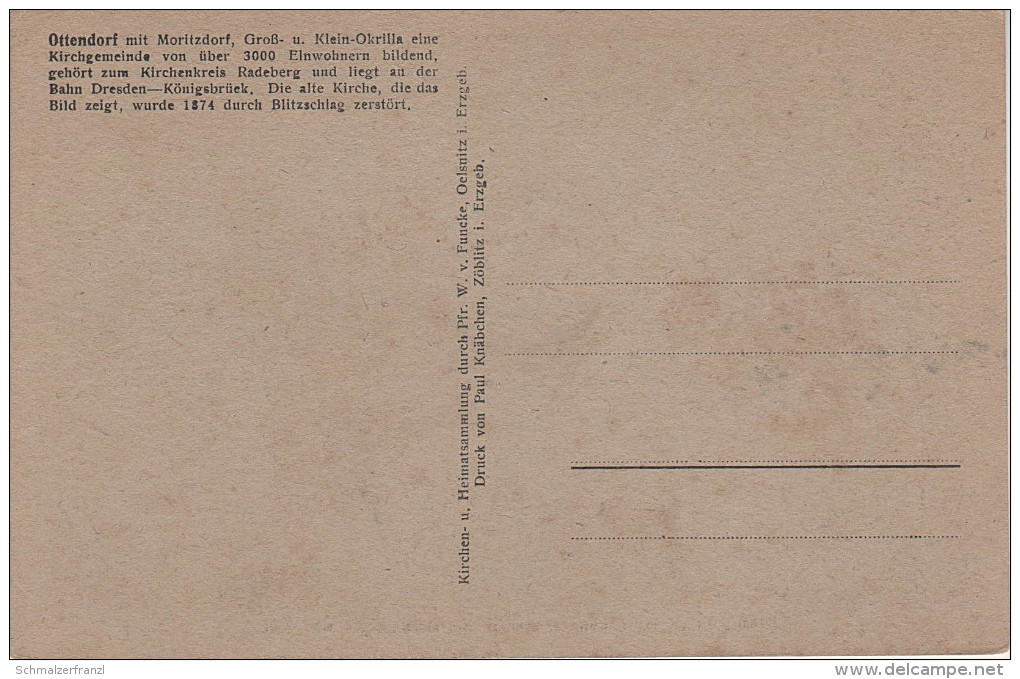 Stich AK Ottendorf Okrilla Dorfbild Alte Zeit Bei Dresden Klotzsche Langebrück Weixdorf Laussnitz Königsbrück Kamenz - Volkersdorf