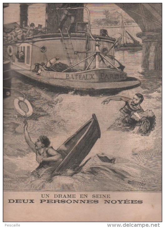 LE PETIT PARISIEN 25 04 1897  PARIS ACCIDENT SUR SEINE - AMIRAL POTTIER - ESPION ALLEMAND ALPES - COLONEL VASSOS CRETE - Le Petit Parisien