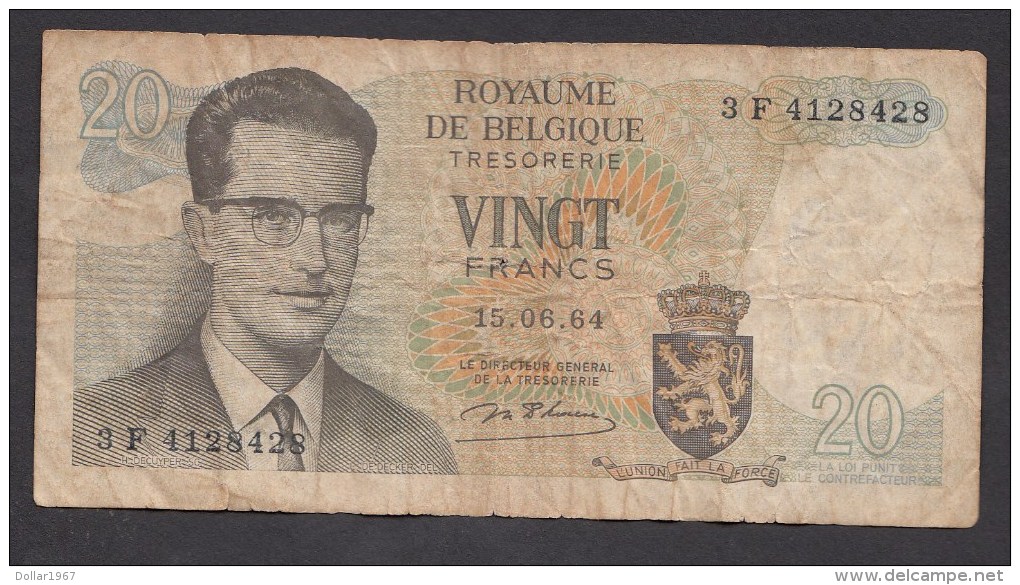 België Belgique Belgium 15 06 1964 20 Francs Atomium Baudouin. 3 F 4128428 - 20 Franchi