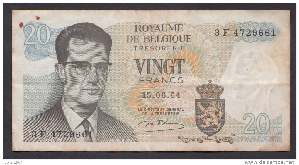 België Belgique Belgium 15 06 1964 20 Francs Atomium Baudouin. 3 F 4729661 - 20 Francs