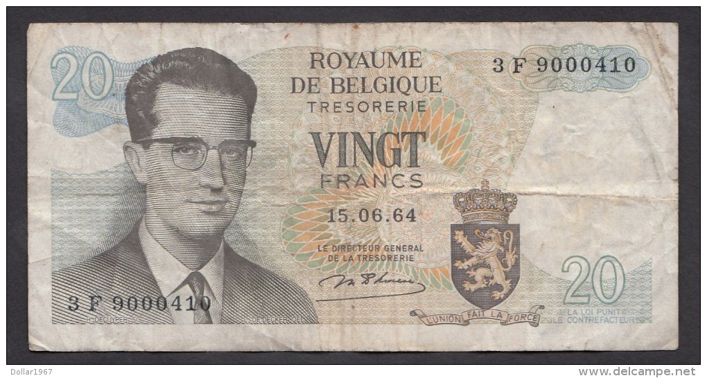 België Belgique Belgium 15 06 1964 20 Francs Atomium Baudouin. 3 F 9000410 - 20 Francos