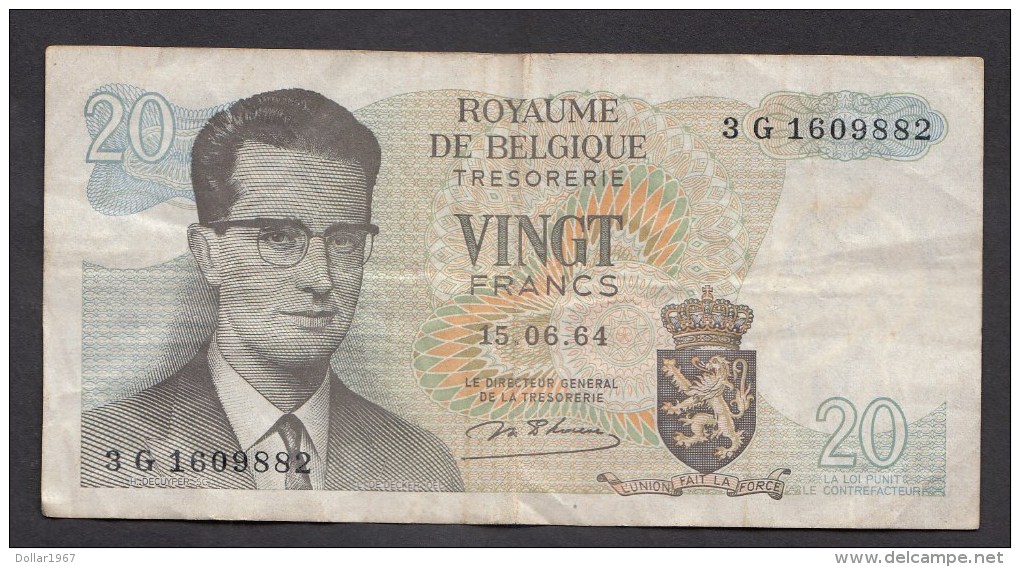 België Belgique Belgium 15 06 1964 20 Francs Atomium Baudouin. 3 G 1609882 - 20 Francs