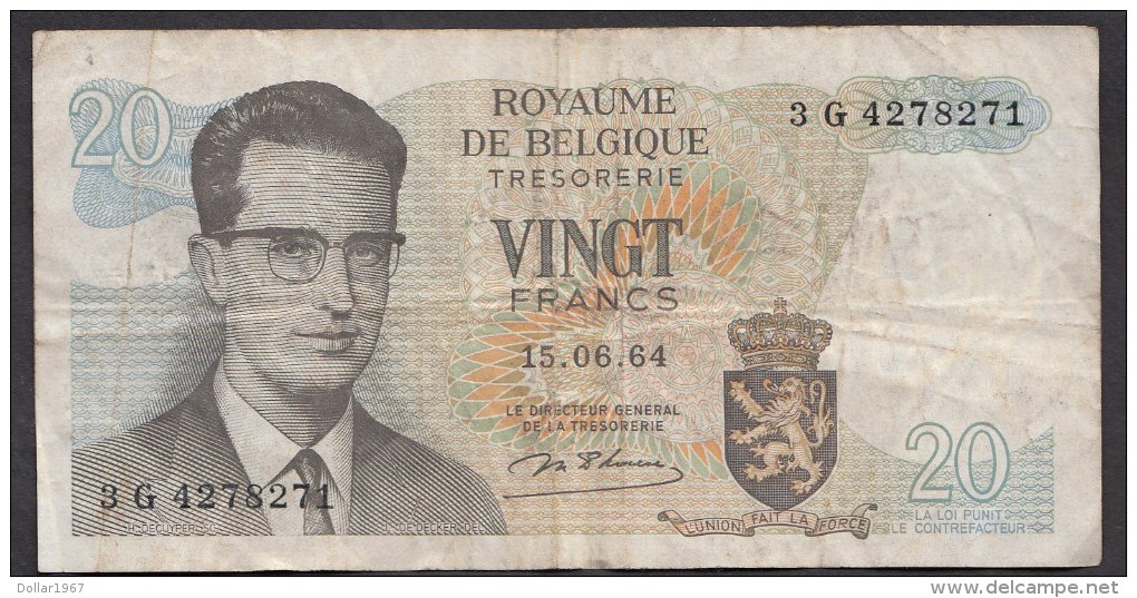 België Belgique Belgium 15 06 1964 20 Francs Atomium Baudouin. 3 G 4278271 - 20 Francs