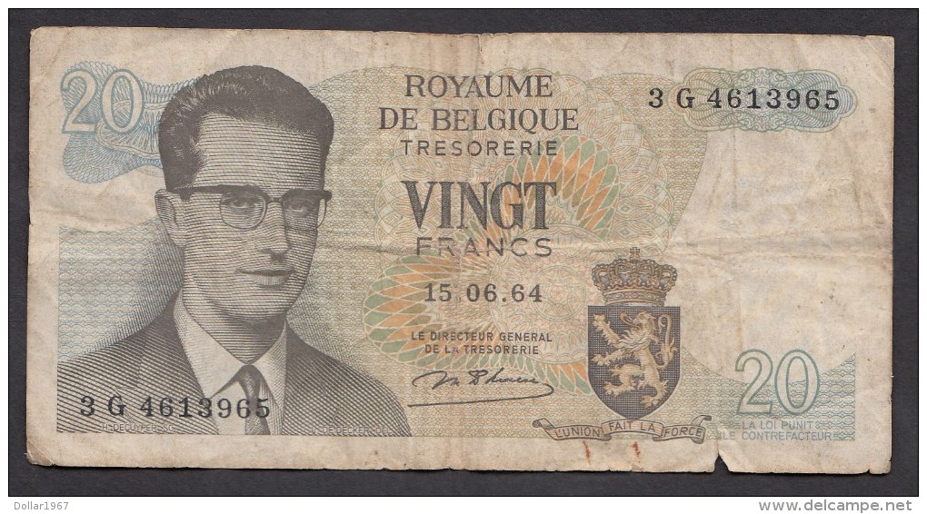 België Belgique Belgium 15 06 1964 20 Francs Atomium Baudouin. 3 G  4613965 - 20 Francs