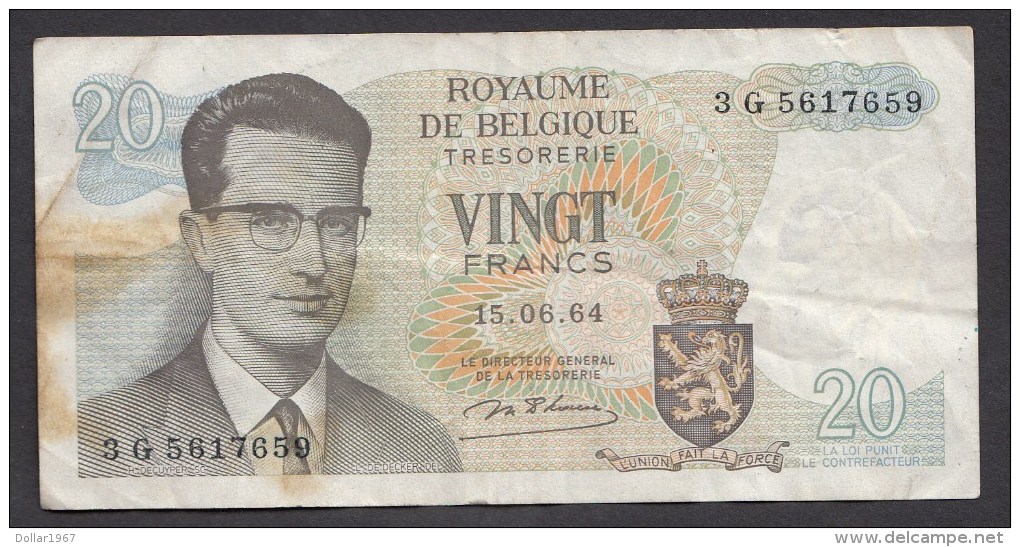 België Belgique Belgium 15 06 1964 20 Francs Atomium Baudouin. 3 G  5617659 - 20 Francs