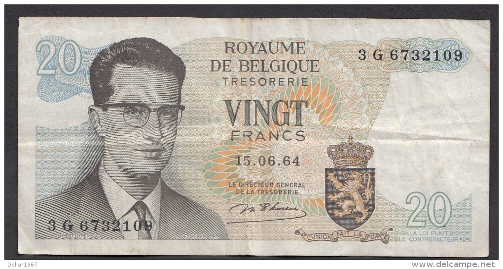 België Belgique Belgium 15 06 1964 20 Francs Atomium Baudouin. 3 G  6732109 - 20 Franchi