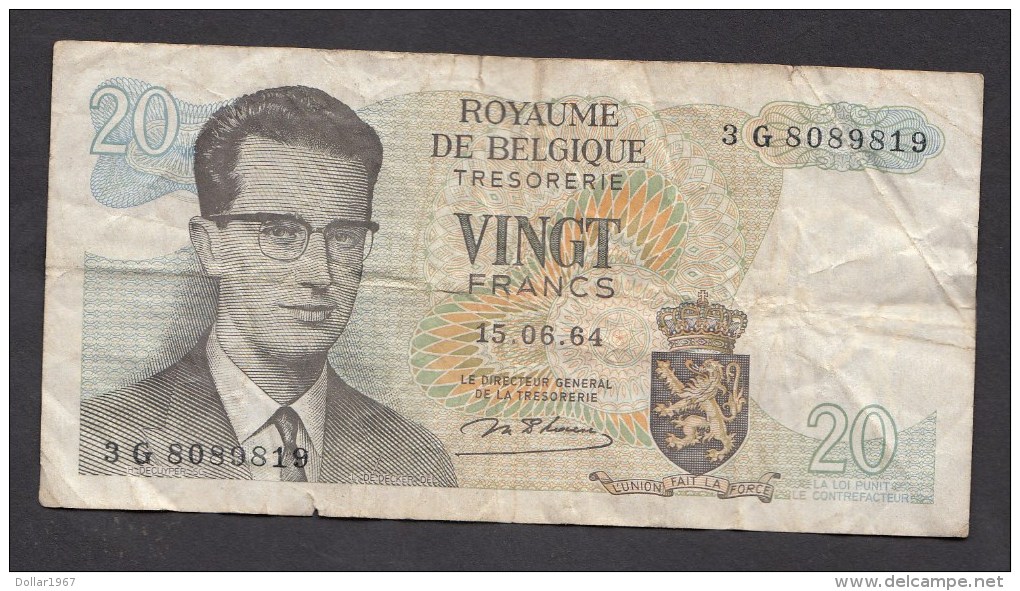 België Belgique Belgium 15 06 1964 20 Francs Atomium Baudouin. 3 G  8089819 - 20 Francs