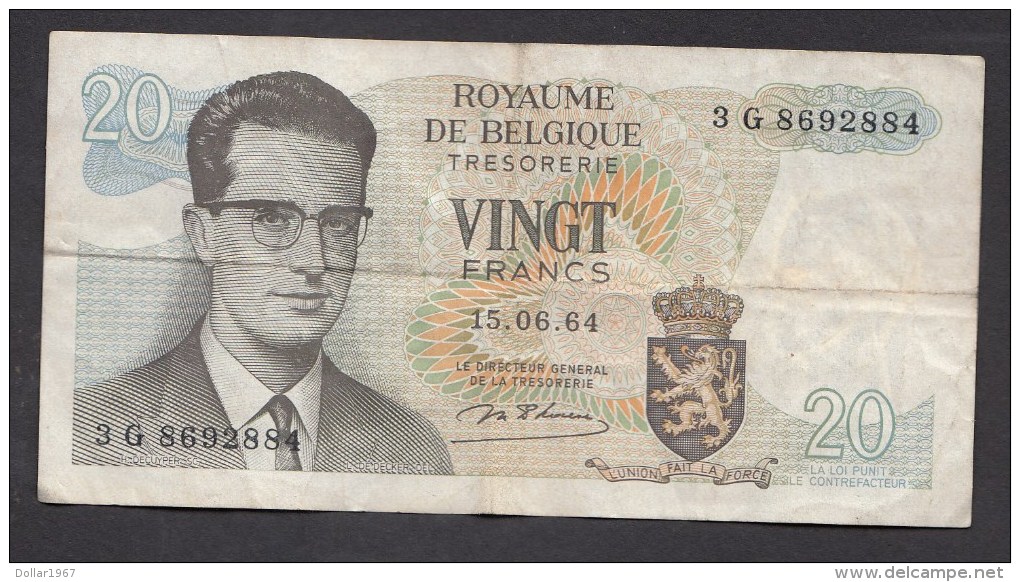 België Belgique Belgium 15 06 1964 20 Francs Atomium Baudouin. 3 G  8692884 - 20 Francs