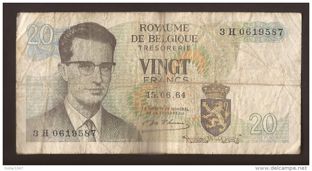 België Belgique Belgium 15 06 1964 20 Francs Atomium Baudouin. 3 H 0619587 - 20 Francs