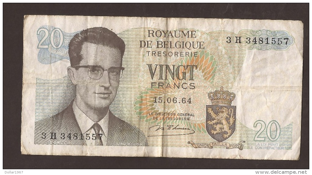 België Belgique Belgium 15 06 1964 20 Francs Atomium Baudouin. 3 H 3481557 - 20 Francs
