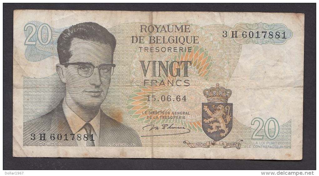 België Belgique Belgium 15 06 1964 20 Francs Atomium Baudouin. 3 H 6017881 - 20 Francs