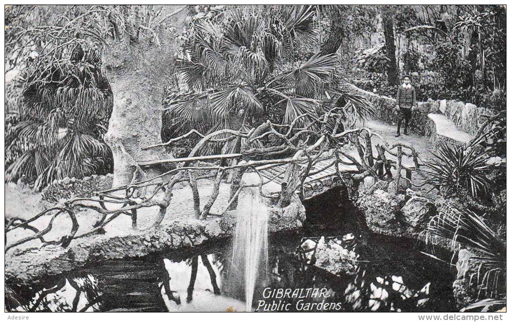 GIBRALTAR 191? ... Public Gardens, 2 Fach Frankierung, Karte Gel.191? N.England - Gibraltar