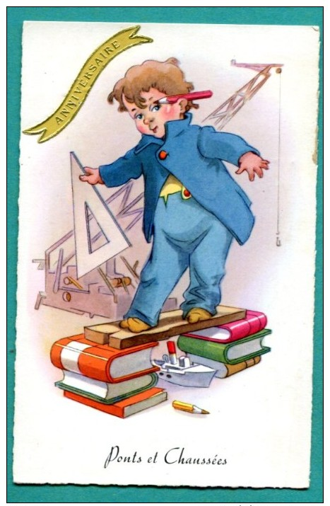 ENFANTS -  PONTS ET CHAUSSEES  Garçon -   2scans - Kinder-Zeichnungen