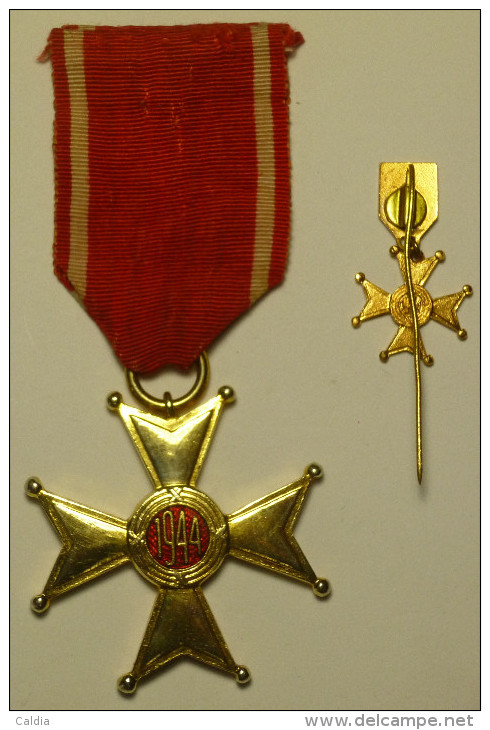 Pologne Poland 1944 " Order Of Polonia Restituta " Knight´s Cross Gold Plated + Miniature + Original Box - Sonstige & Ohne Zuordnung