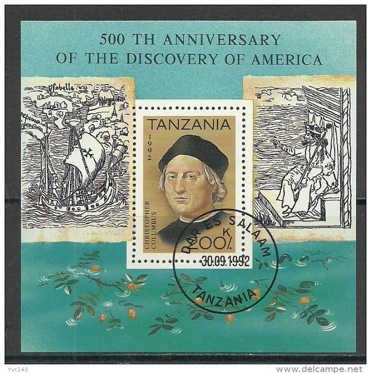 Tanzania; 1992 500th Anniv. Of Discovery Of America By Columbus - Christophe Colomb