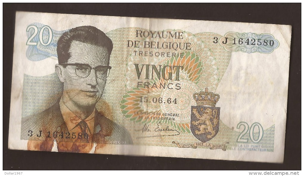 België Belgique Belgium 15 06 1964 20 Francs Atomium Baudouin. 3 J  1642580 - 20 Francs