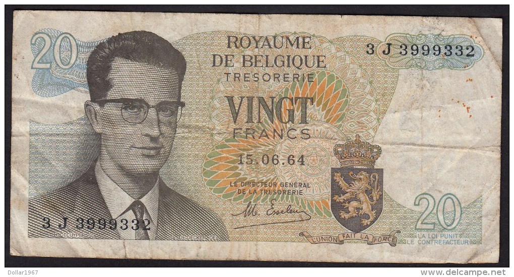 België Belgique Belgium 15 06 1964 20 Francs Atomium Baudouin. 3 J  3999332 - 20 Francs