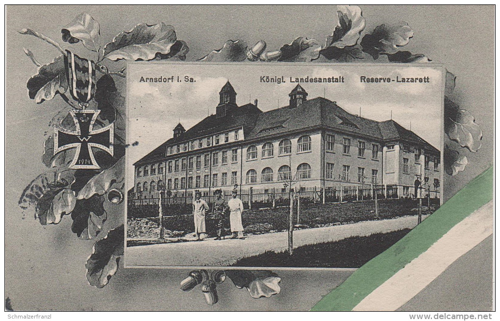 Litho AK Arnsdorf Landesanstalt Lazarett Militaria Bei Radeberg Dresden Langebrück Rossendorf Stolpen Pirna Wilschdorf - Grossharthau