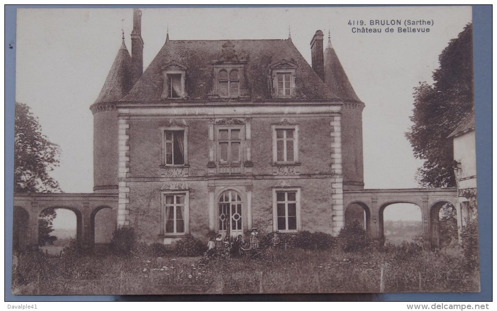 72 BRULON 2 CARTES  : CHATEAU DE VERT ET CHATEAU DE BELLEVUE TRES BON ETAT 2 SCANS - Brulon