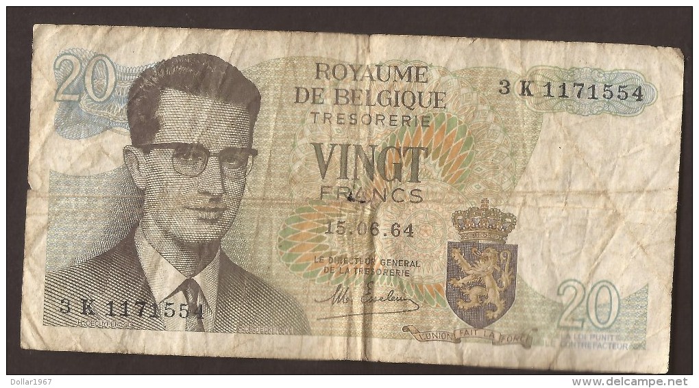 België Belgique Belgium 15 06 1964 20 Francs Atomium Baudouin. 3 K 1171554 - 20 Francs