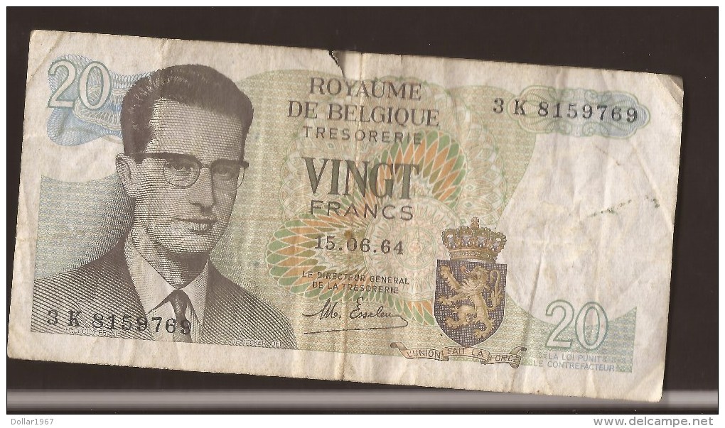 België Belgique Belgium 15 06 1964 20 Francs Atomium Baudouin. 3 K  8159769 - 20 Francs