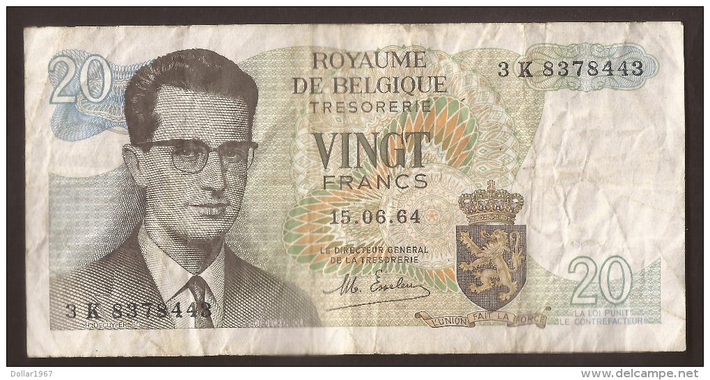 België Belgique Belgium 15 06 1964 20 Francs Atomium Baudouin. 3 K  8378443 - 20 Francs