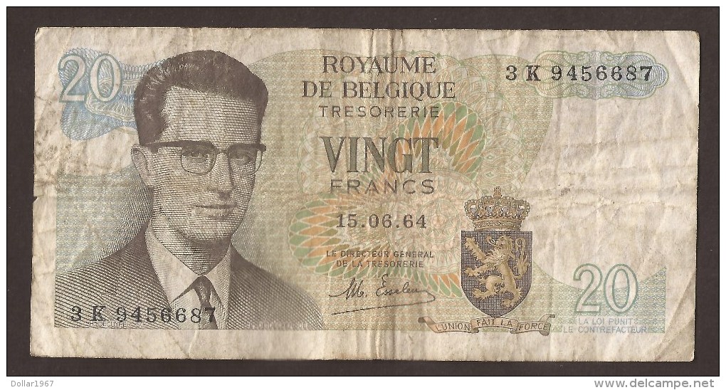 België Belgique Belgium 15 06 1964 20 Francs Atomium Baudouin. 3 K  9456687 - 20 Francs