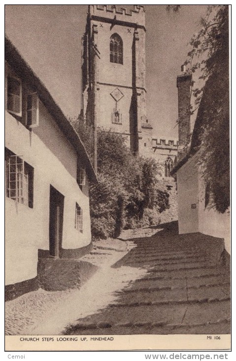 CPSM -  Church Steps Looking Up - MINEHEAD - Somerset -  1953 - Minehead