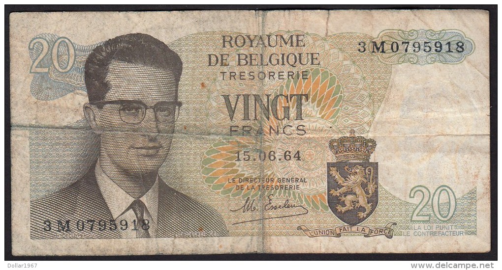 België Belgique Belgium 15 06 1964 20 Francs Atomium Baudouin. 3 M 0795918 - 20 Franchi