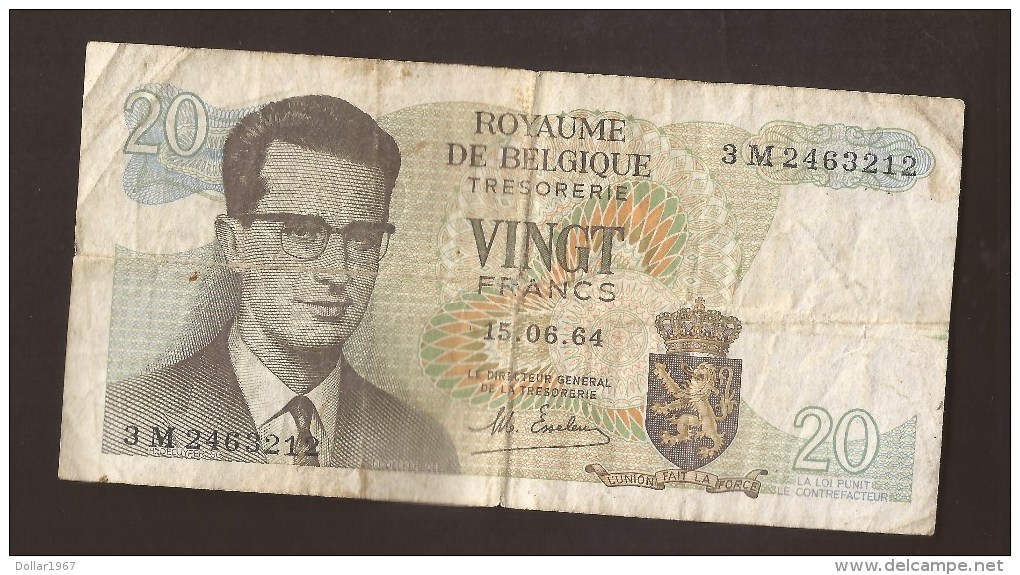 België Belgique Belgium 15 06 1964 20 Francs Atomium Baudouin. 3 M 2463212 - 20 Francs