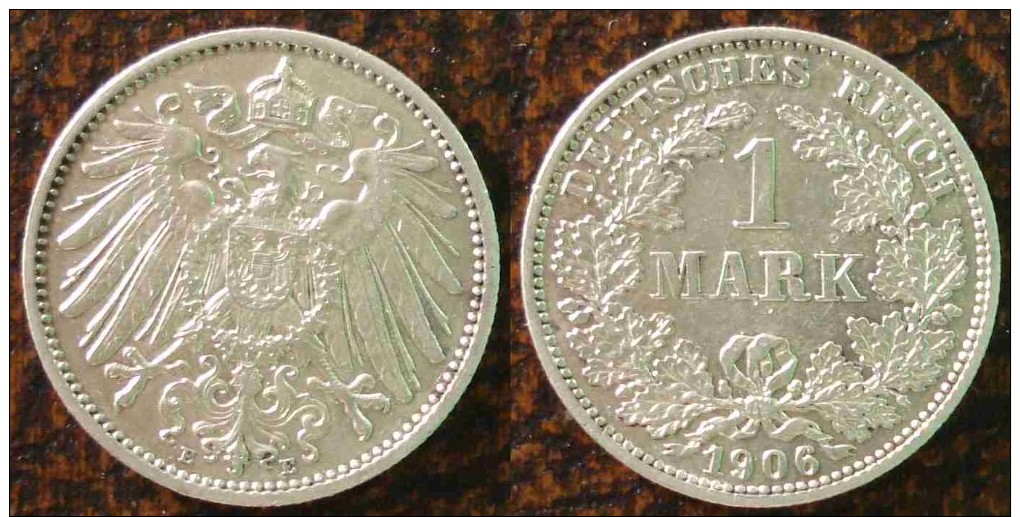 (J) GERMAN EMPIRE: Silver 1 Mark 1906E AU (1216)  SPECIAL SALE!!!!!!! - 1 Mark
