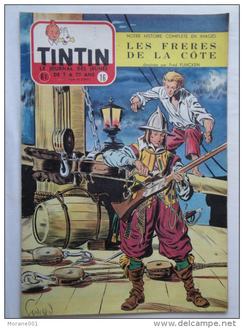 Tintin N° 16 De 1955 Couverture  De Funcken. Le Secret De L'homme En Noir, H.Vernes. Bon état - Tintin